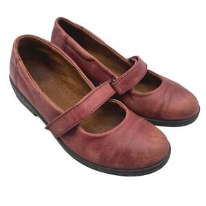 Vintage Otiko Y2K Womens Burgundy Leather Mary Jane Comfort Flat Shoes 5.5/36